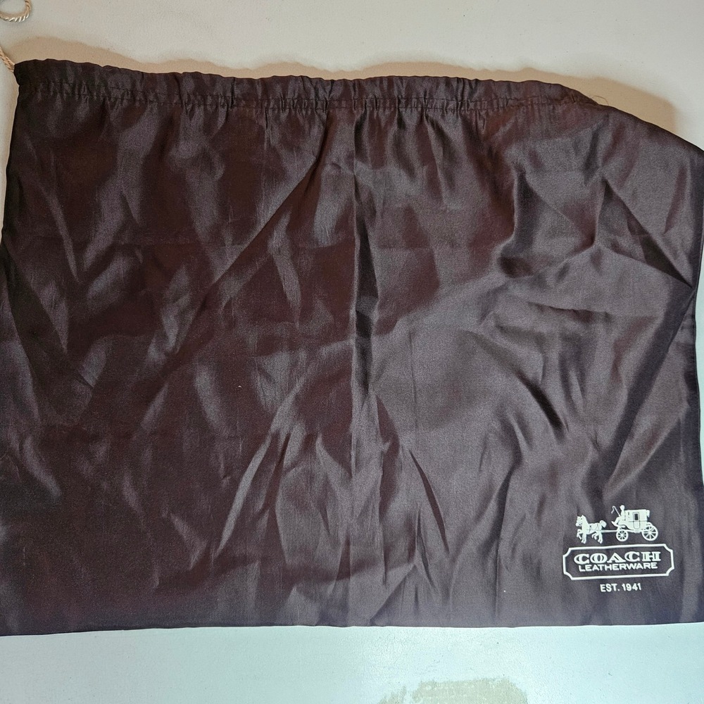 Coach Leatherware Brown Satin Drawstring Dust Bag Large Handbag Storage Cover